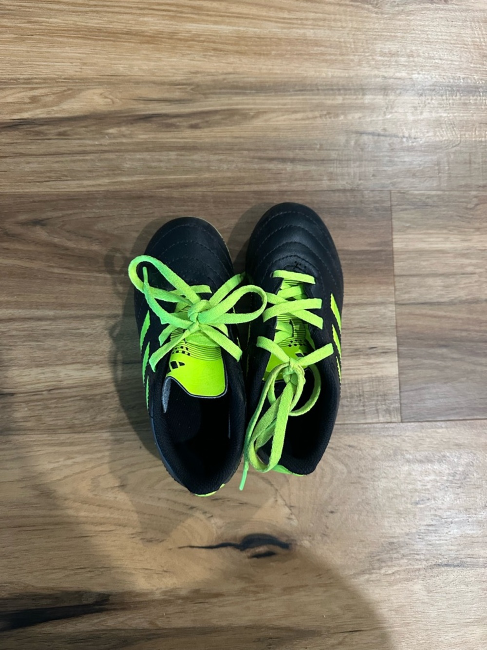 adidas Kids Black with Neon Green Accent Soccer Sneakers